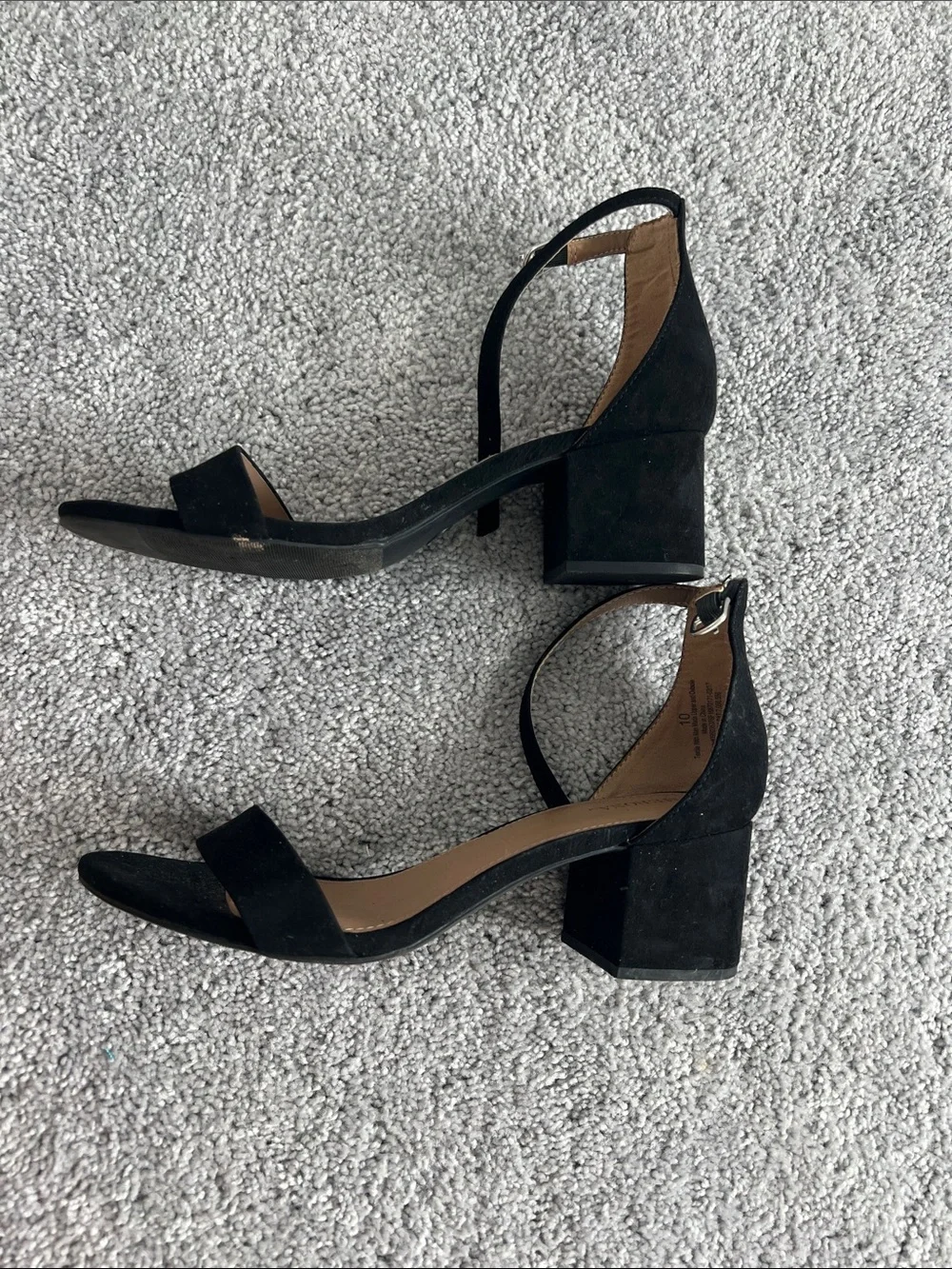 Merona Black Suede Ankle-Strap Block Heels